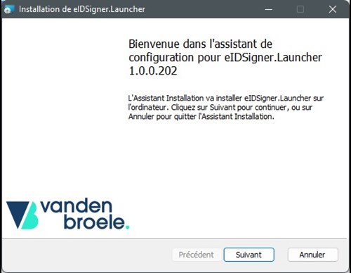 Screenshot eID-Signer installatie stap 1